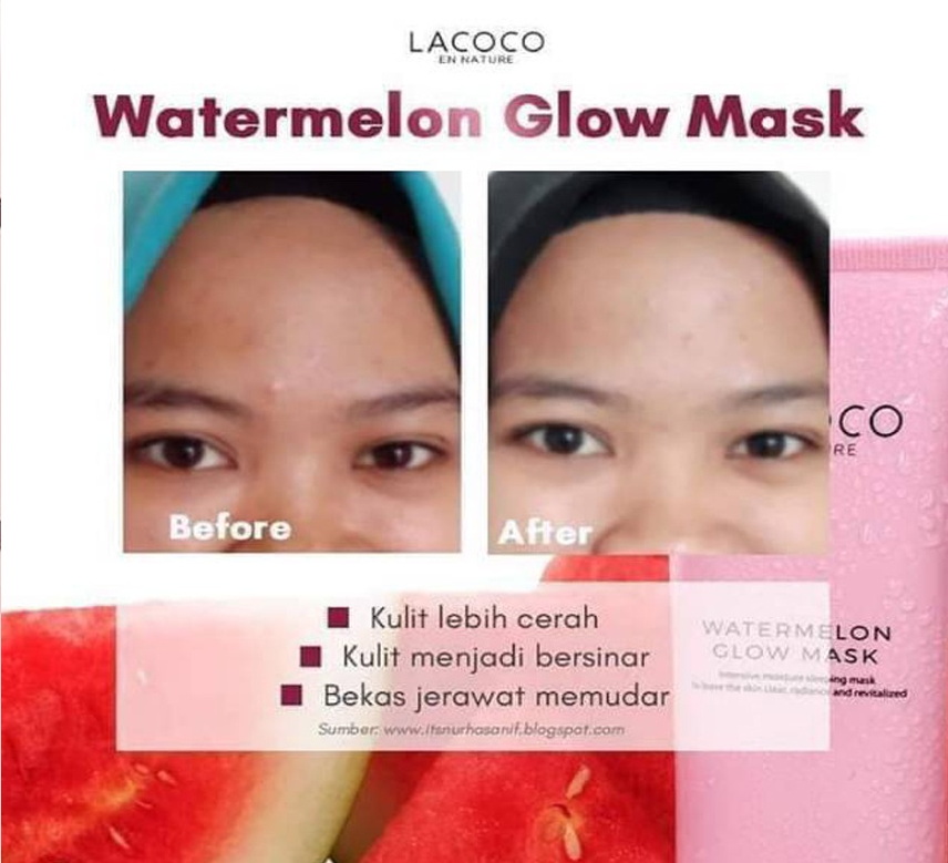 lacoco watermelon glow mask mini before after 2